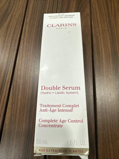 Clarins Double Serum Complete Age Defying Concentrate 1.6oz Hydric + Lipidic NEW